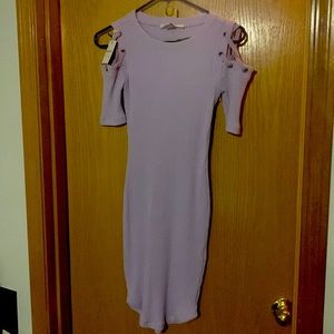 Contemporary Lavender Fitted Ribbed Dress